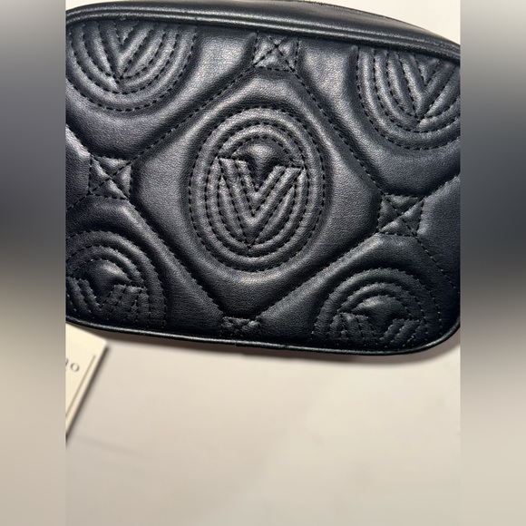 Valentino Orlandi Black Quilted Crossbody Bag with Gold Accents and EXTRA POUCH - Picture 6 of 11